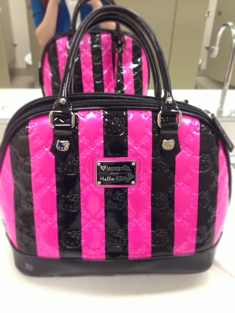 Hello Kitty Black Leather Patent Embossed Loungefly Handbag Purse